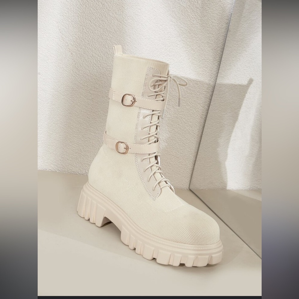 Trendy, Beige Cuccoo lightweight boots for all weather.